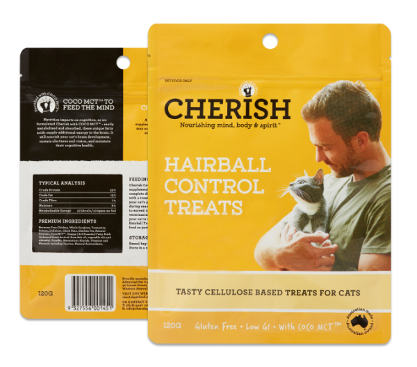 Cherish Hairball Control Treats – Front & Back