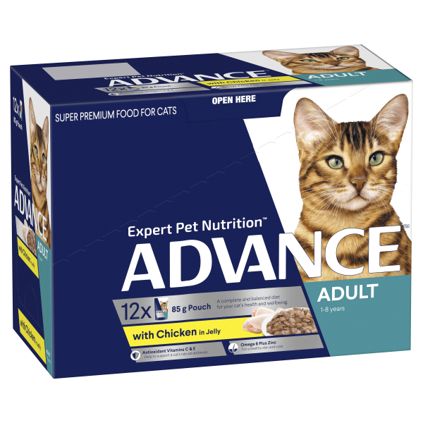ADVANCE Adult Cat Pouches – Chicken in Jelly 12x85g