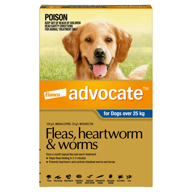 Advocate – Flea, Heartworm & Worms for Puppies & Dogs – 3 Tubes