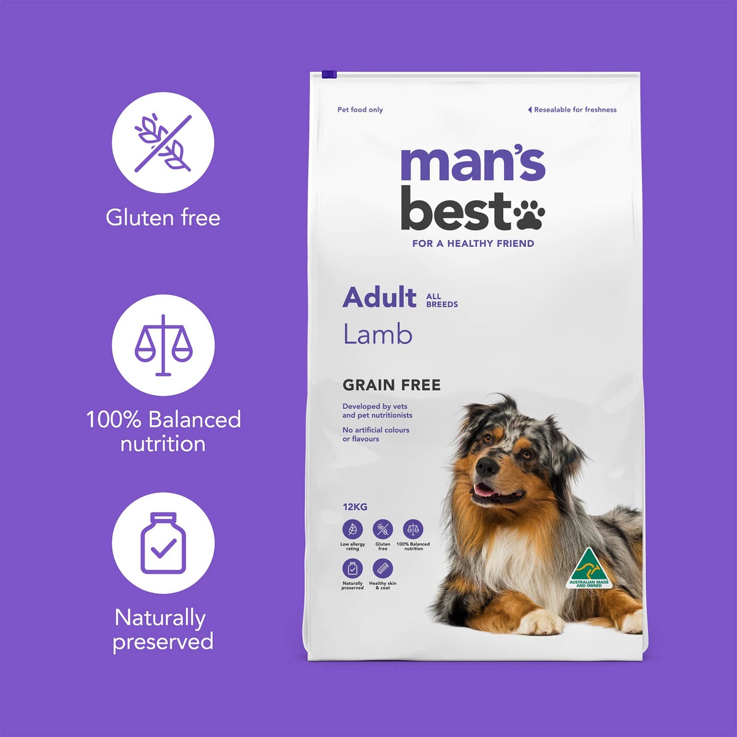 Man’s Best – Adult Dog – GRAIN FREE – Lamb