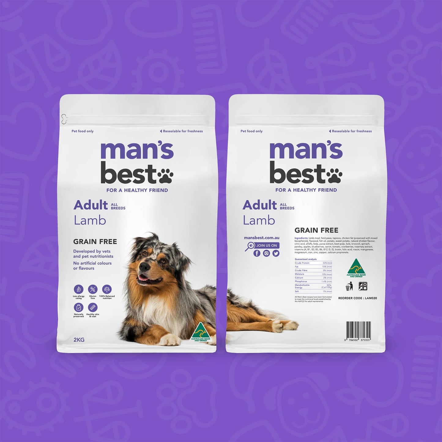 Man’s Best – Adult Dog – GRAIN FREE – Lamb