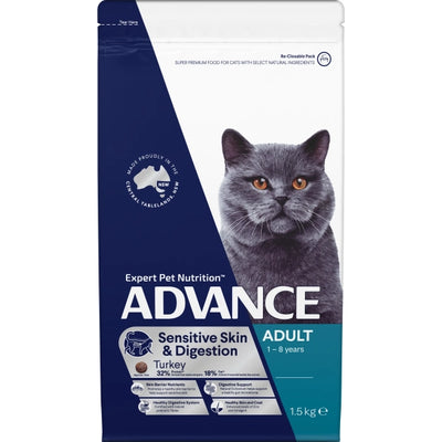 ADVANCE Adult Cat Sensitive Skin & Digestion Turkey 1.5kg