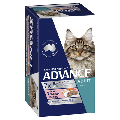 ADVANCE Adult Cat Trays – Chicken & Salmon Medley 7x85g