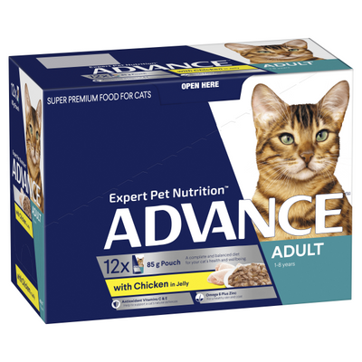 ADVANCE Adult Cat Pouches – Chicken in Jelly 12x85g
